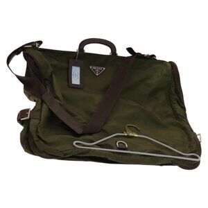 PRADA Garment Cover Nylon Khaki Silver Auth